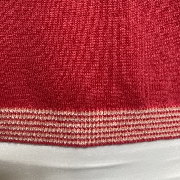 Neiman Marcus Cashmere Tank Top Blouse Knit Striped Hem Pink V neck Slee… - Picture 4 of 5